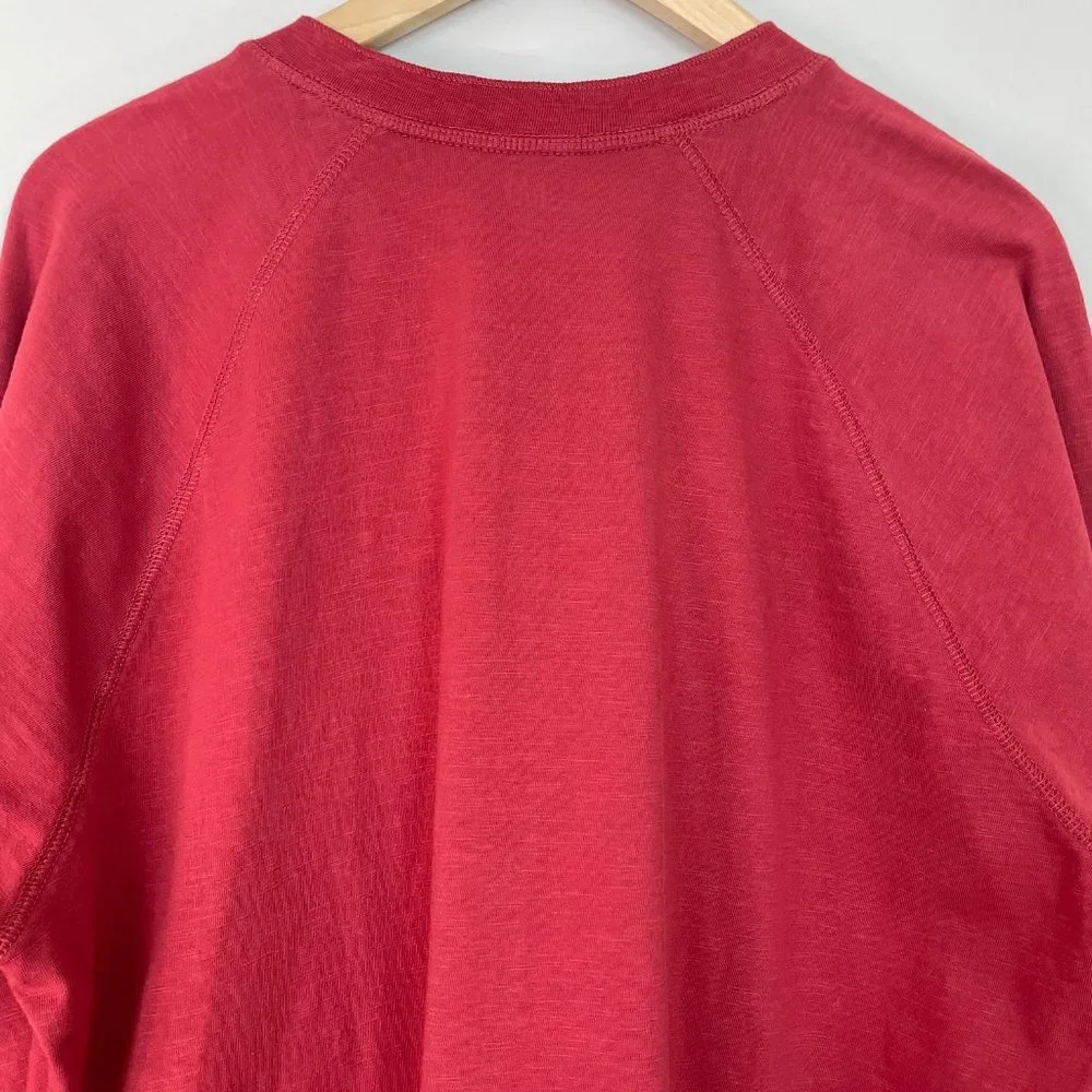 Gap Shirt XL Red Henley Slub Cotton Long Sleeve Casual Men's - Picture 5 of 13